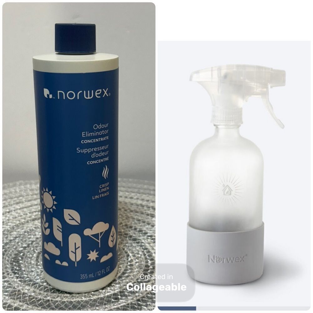 Norwex Forever Bottle with Sprayer and Odour Eliminator in Crisp Linen NWT